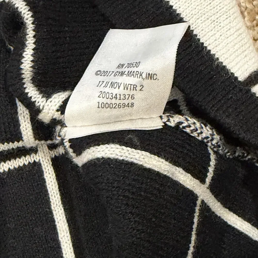 Janie and Jack Black White Windowpane Sweater Dress Shoulder Bow Toddler 2T NWT